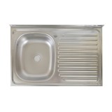 Chiuveta bucatarie Sanitec 80x50 cm, cuva stanga, adancime 12 cm, inox satinat