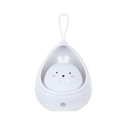 Lampa de veghe portabila cu 2 moduri de functionare flippy, silicon non-toxic, reincarcabila usb, senzor miscare, alb, iepuras foto