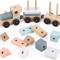 Trenulet cu cuburi din lemn 18 piese UMU Toys