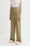 G-Star pantaloni femei, culoarea verde, lat, high waist, D26036-D909