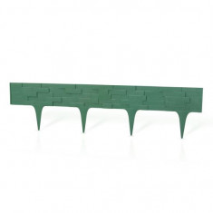 Gard pentru gradina din plastic flexibil, verde, model piatra, set 3 buc, 78x9.5/20 cm, 2.34 m, Gardenplast GartenVIP DiyLine foto