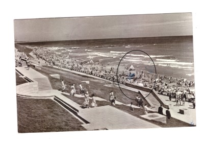 CP Eforie Sud -Plaja si faleza, RSR, circulata 1967, animata, cu pata de cerneal foto
