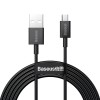 Cablu Date Baseus Superior USB la Micro-USB 2A, 2m, Negru, Fast Charging