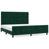 Cumpara ieftin Cadru de pat cu tablie, verde inchis, 180x200 cm, catifea