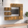 VidaXL Set dulap TV, 8 piese, stejar fumuriu, lemn prelucrat