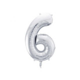 Balon folie cifra 6 argintiu 86 cm