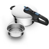 Oala sub presiune Tefal Secure Trendy, sistem siguranta in 5 puncte, 2 programe de gatire, compatibil cu inductia, 4 L, argintiu