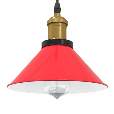 vidaXL Lampă suspendată reglabilă pe &amp;icirc;nălțime E27 roșu lucios metal 4103449 foto