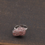 Inel reglabil cu cristal natural brut aventurin rosu druzy 23-25mm