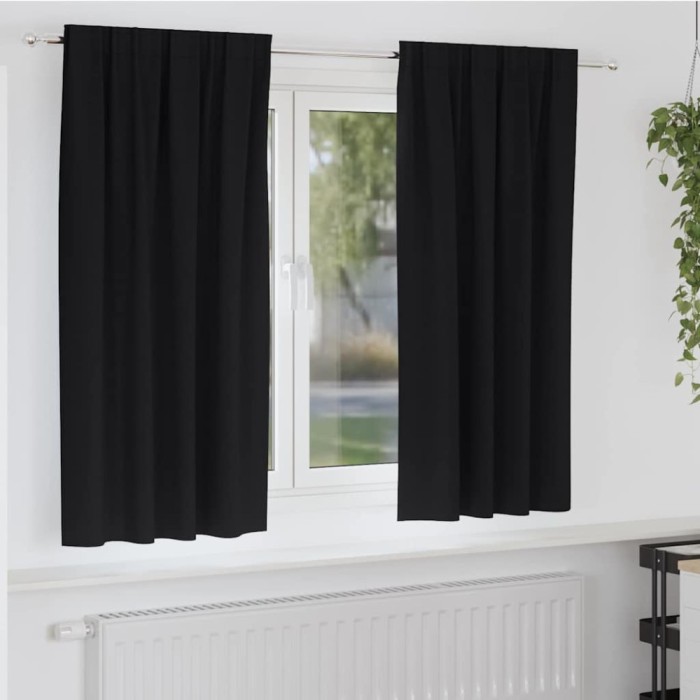 Perdele cu perdele 2 pcs Negru Poliester