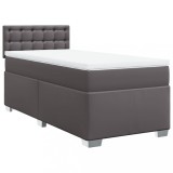Cumpara ieftin Pat box spring cu saltea, gri, 100x200 cm, piele ecologica