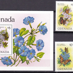 Grenada 1982 flori fauna fluturi MI 1144-1147 + bl. 104 MNH