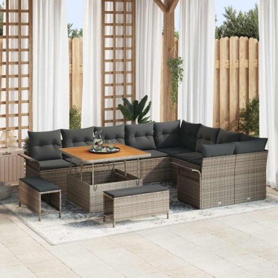 vidaXL Set de canapele pentru grădină 12 pcs Gri 100 x 100 x 71 cm 3364118 foto