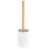 Perie Toaletă Polirăsină &ndash; Alb / Bamboo Compoziție Polirăsină + Pvc