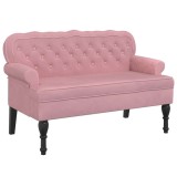 Cumpara ieftin Bancheta cu spatar, roz, 119,5x64,5x75 cm, catifea
