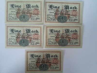 Notgeld Germania Reich eine Mark Detmold 1918 bancnote bani vechi foto