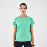 Tricou respirant Alergare Jogging KIPRUN Run 500 Dry Verde Damă