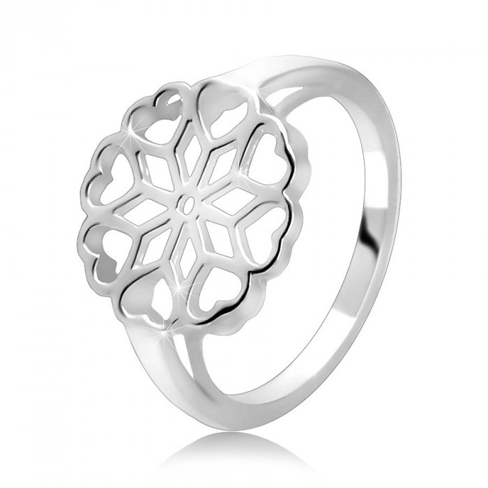 Inel din argint 925 - floare sculptată, petale &icirc;n formă de inimă - Marime inel: 67