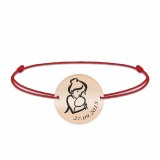 Ami - Bratara personalizata snur banut Mama si Bebe din argint 925 placat cu aur roz, Bijubox