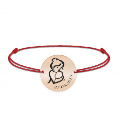 Ami - Bratara personalizata snur banut Mama si Bebe din argint 925 placat cu aur roz