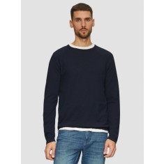 Pulover barbati, subtire, din bumbac, cu logo, Bleumarin, 2XL