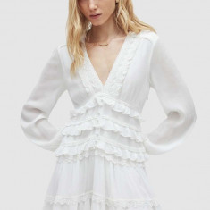 AllSaints rochie ZORA DRESS culoarea alb, mini, evazati, WD462Y
