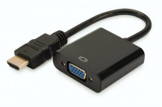 Adaptor Audio-Video Digitus HDMI type A to VGA FHD 3.5mm MiniJack Black foto