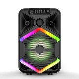 Boxa portabila cu lumini RGB, putere 10W, MP3, USB, bluetooth, TF, WIFI, slot microfon, karaoke, acumulator, negru