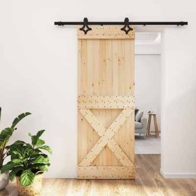 Ușă glisantă cu set de feronerie 80x210 cm, lemn masiv de pin foto