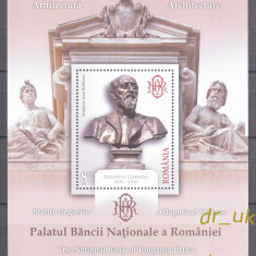 ROMANIA 2013 LP 1997 Arhitectura Palatul BNR II colita MNH sculptura, statui