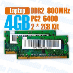 Kit Memorie Laptop DDR2 2 X 2 GB (4GB) 800 MHZ PC 6400 Garantie 6 Luni foto