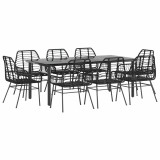 Cumpara ieftin Set de sufragerie de gradina 9 piese sticla neagra polirattan