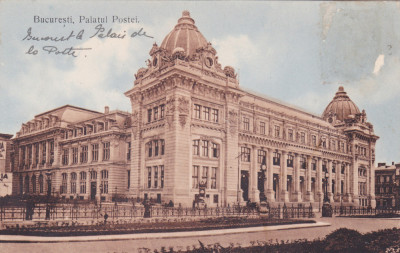 BUCURESTI PALATUL POSTEI CIRCULATA 1910. foto