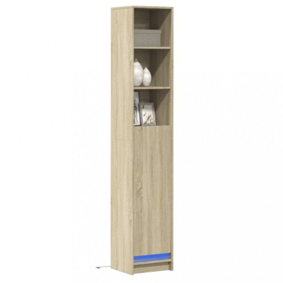 vidaXL Dulap cu LED, stejar sonoma, 36x32,5x200 cm, lemn prelucrat foto