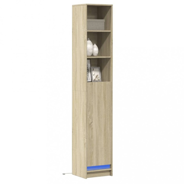vidaXL Dulap cu LED, stejar sonoma, 36x32,5x200 cm, lemn prelucrat