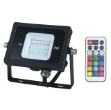 Proiector LED RGB Hoff 10W, lumina colorata, dimabil, cu telecomanda, IP65