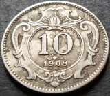 Moneda istorica 10 HELLER - AUSTRIA (AUSTRO - UNGARIA), anul 1908 *cod 4740