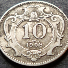 Moneda istorica 10 HELLER - AUSTRIA (AUSTRO - UNGARIA), anul 1908 *cod 4740