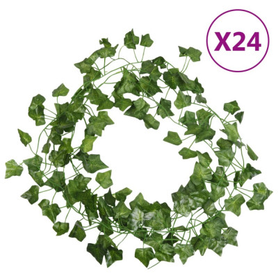 vidaXL Ghirlande de iederă artificială, 24 buc., verde, 200 cm foto