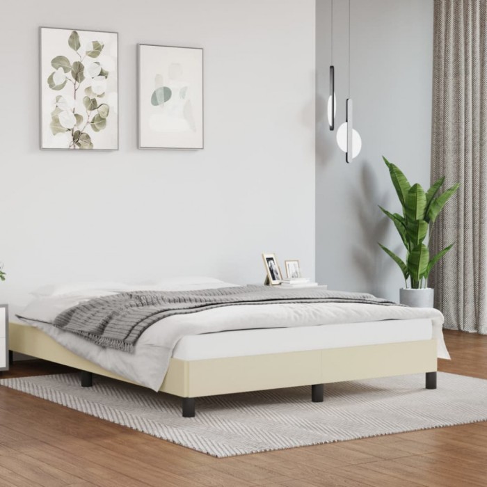 vidaXL Cadru de pat, crem, 140x200 cm, piele ecologică 346906