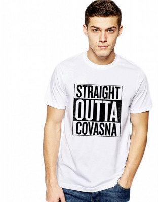 Tricou alb barbati - Straight Outta Covasna - L foto