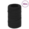 VidaXL Fr&acirc;nghie de barcă, negru complet, 2 mm, 50 m, polipropilenă