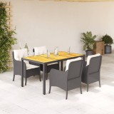 vidaXL Set mobilier de grădină cu perne, 5 piese, negru, poliratan