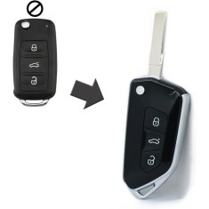 Carcasa Cheie Auto tip Briceag Techstar Modificata, 3 Butoane, Compatibila Volkswagen Golf 5, Passat B6, Touran, Jetta, Skoda Octavia 2 &ndash; design sport