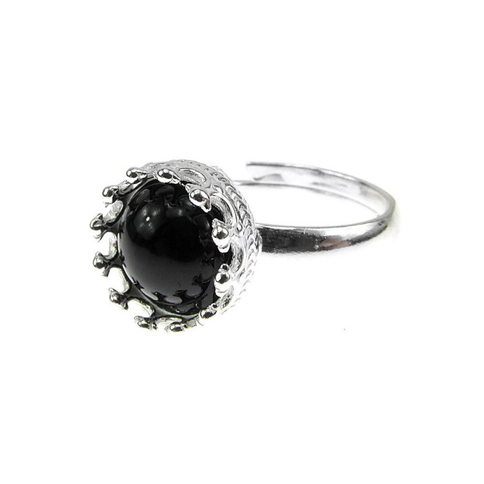 Inel argint reglabil coroana cu onix natural 8 MM