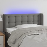 VidaXL Tăblie de pat cu LED, gri &icirc;nchis, 93x16x78/88 cm, textil