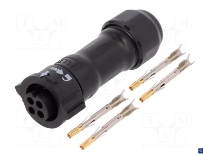 Conector circular mamă 4 pini X-Lok pe cablu foto