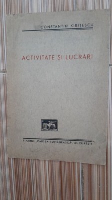 Activitate si lucrari - Constantin Kiritescu foto