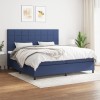 Pat box spring cu saltea, albastru, 200x200 cm, textil