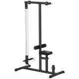 HOMCOM Statie de Fitness Pull Down pentru Sala de gimnastica in Casa cu Banca si Cablu Reglabil, din Otel 107x120x190cm Negru | Aosom Romania